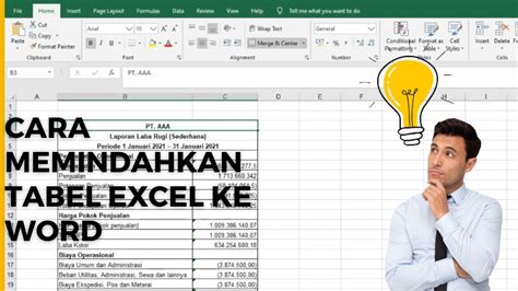 Cara Memindahkan Tabel Excel Ke Word Youtube