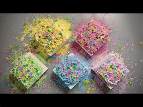 ASMR PLAIN GYM CHALK BLOCKS TOPPED WITH COLORFUL CORNSTARCH CONFETTI