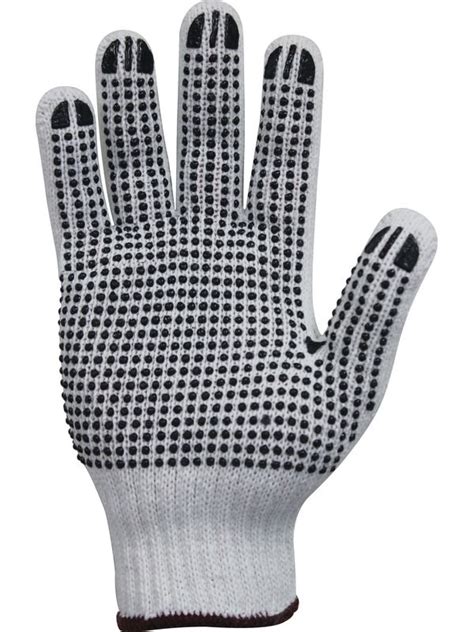 Buy Bastion Polycotton Gloves With Black PVC Dots 7 Gauge Large Pair