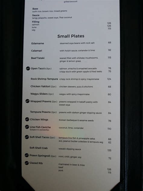 Menu At Koi Menlyn Maine Restaurant Pretoria Amarand Ave