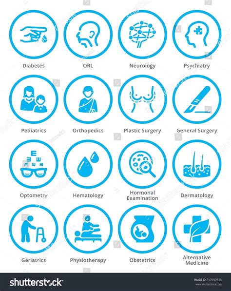 Medical Specialties Icons Set 2 Blue Stock Vector 517699738 Shutterstock