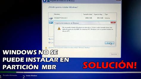 Windows No Se Puede Instalar En La Particion Mbr Estudiar