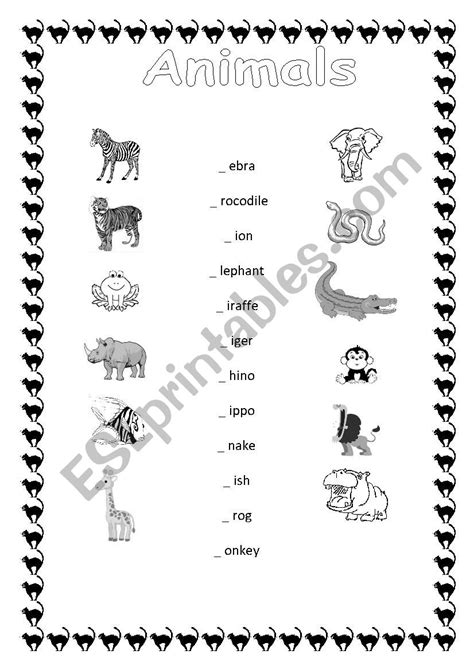 Wild Animals Matching Esl Worksheet By Sylwineczka