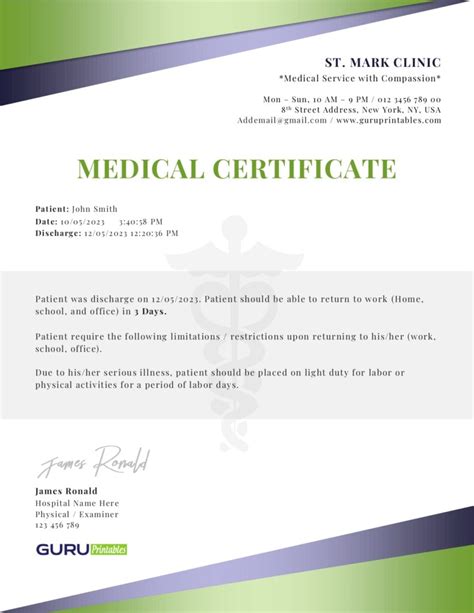 Ms Word Medical Certificate Template Guru Printables