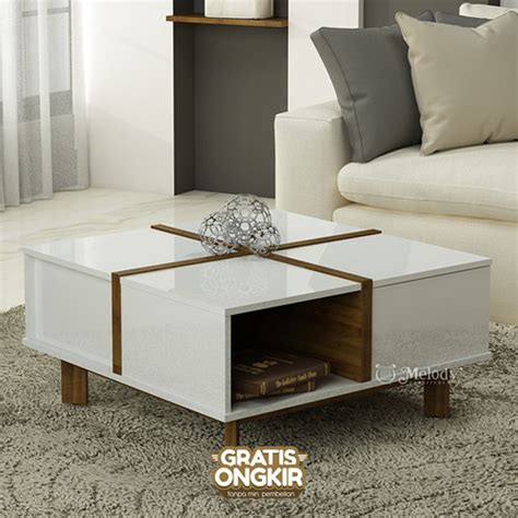 Promo Meja Tamu Meja Kopi Cody Coffee Table White Glossy Columbia