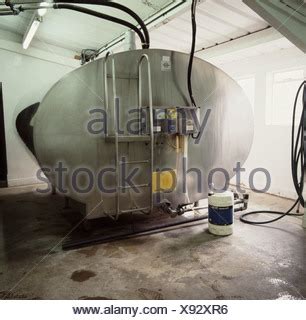 Dairy Farming Bulk Milk Tank Outside Rotary Parlour Dumfries Stock