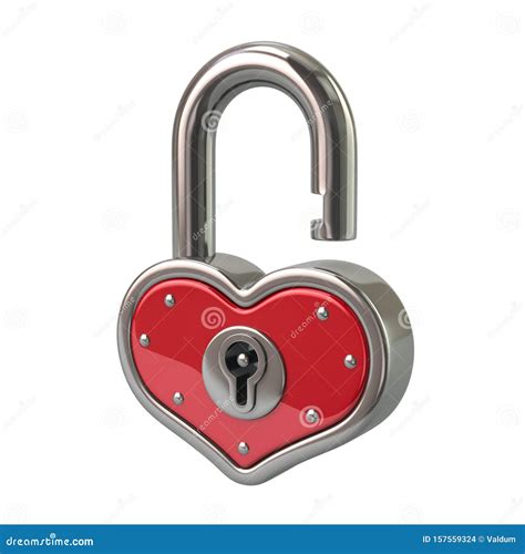 Red Heart Shape Lock Padlock Love Valentine Day Concept Stock