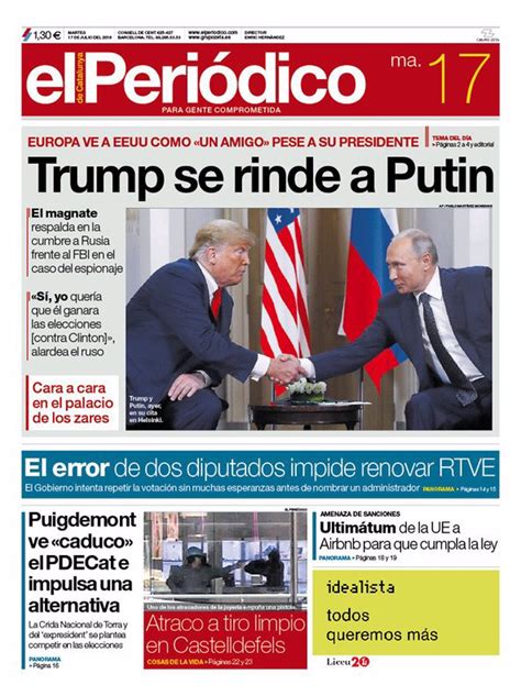 Las Portadas De Los Periódicos De Hoy Martes 17 De Julio De 2018