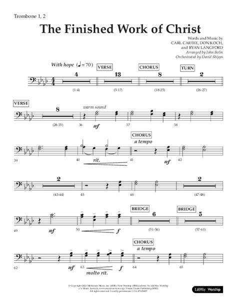 The Finished Work Of Christ Choral Anthem Satb Trombone Sheet Music