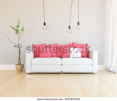 White Minimalist Living Room Interior Sofa Stock Illustration ...