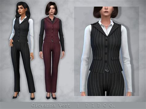 The Sims Resource Giovanna Vest And Shirt Sims 4 Clothing Sims 4 Mods Clothes Suits For Women