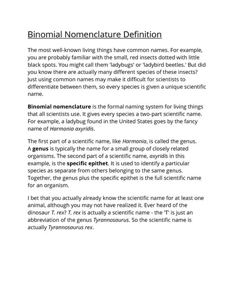 Solution Binomial Nomenclature Studypool