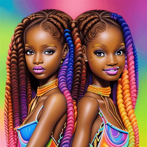 Intricately Rendered Dark Brown Skin Twin Goddesses Barbie Style