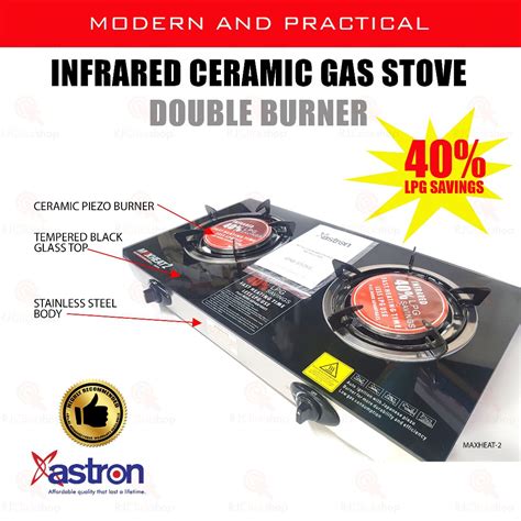 Double Burner Infrared Ceramic Burner Tempered Glass Top Gas Stove