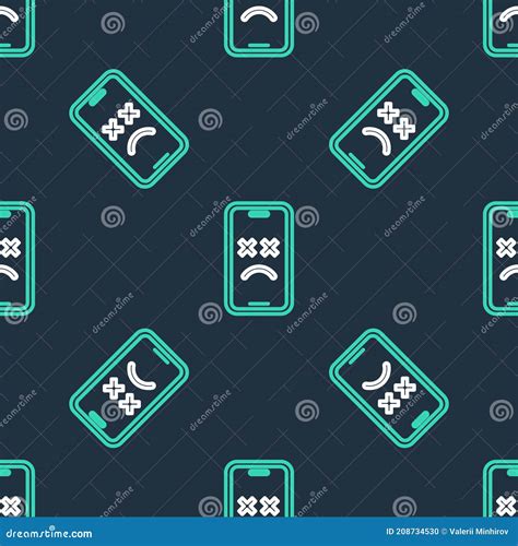 Line Dead Mobile Icon Isolated Seamless Pattern On Black Background