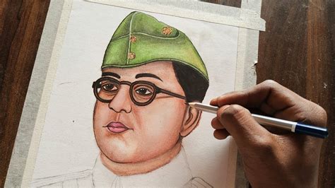 How To Draw Subhash Chandra Bose Step By Step Netaji Drawing By Oil