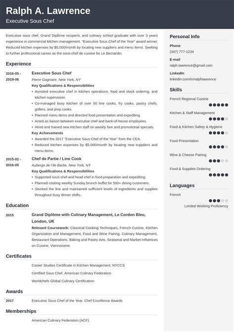 Sous Chef Resume Sample: Guide & 20+ Examples