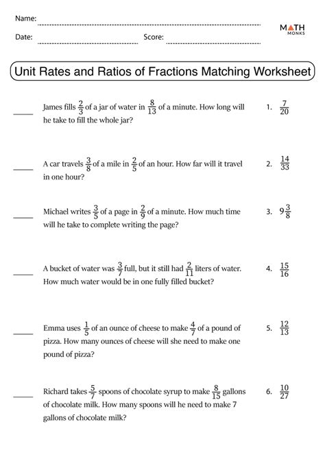 Ratio To Fraction Worksheets Math Monks