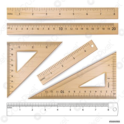 Wooden Rulers Set Vector Metric Imperial Centimeter, Inch Classic ... 