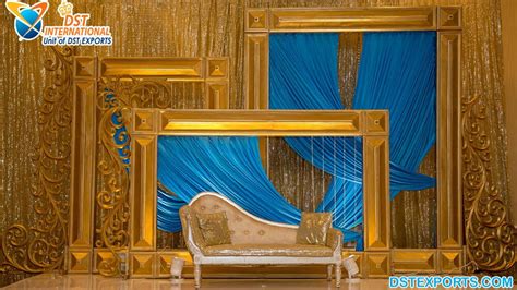 Gold Fiberglass Photo Frames For Wedding Stage Dst International