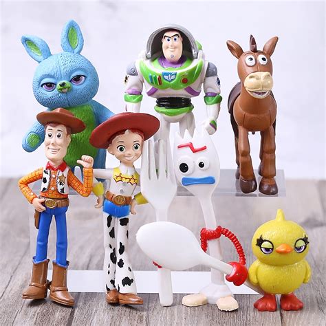 7pcs Set 4 7cm Toy Story 4 Woody Buzz Lightyear Jessie Forky PVC Q