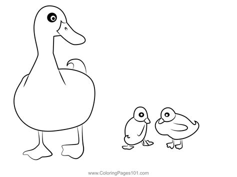 Mother Duck With Ducklings Coloring Page for Kids - Free Ducks ...