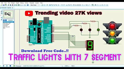 How To Make Traffic Lights Using Proteus Simulator Arduino And 7 Segment Display Youtube