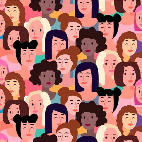 Premium Vector Women Faces Pattern For Womens Day