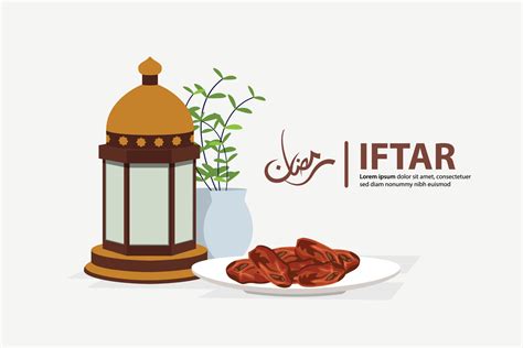 Iftar Ramadan celebration flyer concept illustration. Sweet Dates ...