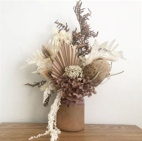 Small Neutral Dried Flower Arrangement In Thrifted Terracotta Pot