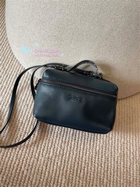 Longchamp Leather Le Pliage Xtra Crossbody Vanity Bag Dark Green Blue