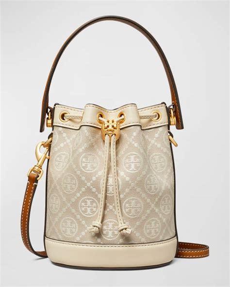 Tory Burch T Monogram Raffia Bucket Bag Neiman Marcus