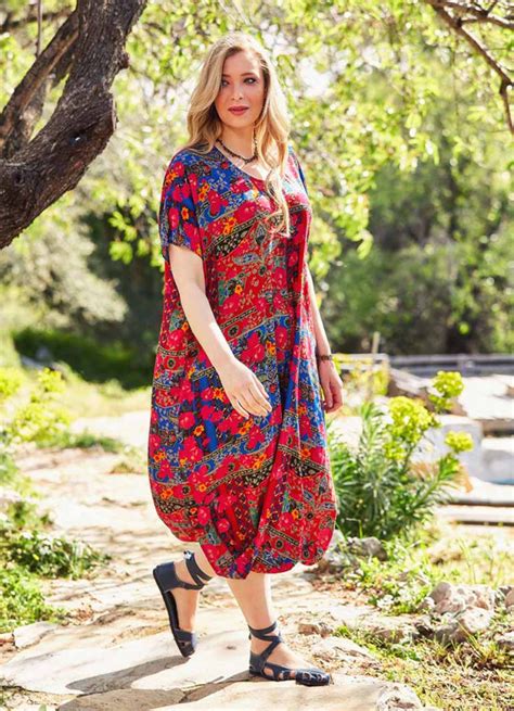 Wrap Hem Detail Floral Plus Size Dress Wholesale Boho Clothing