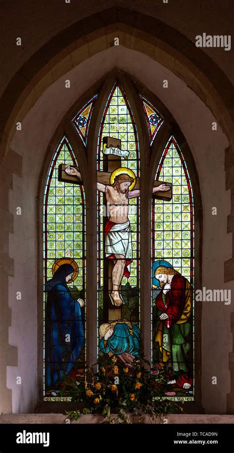 Stained Glass Window In Church Of Saint Margaret Chilmark Wiltshire