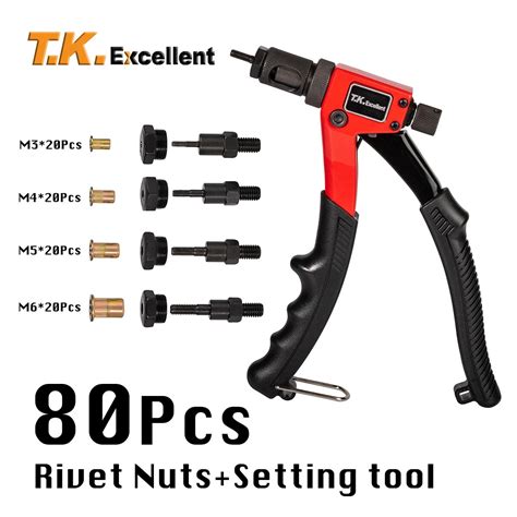 Hand Rivet Nut Gun Rivet Nut Tool Kit Insert Threaded Mandrels Manual