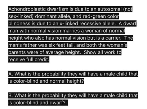 Solved Achondroplastic Dwarfism Is Due To An Autosomal Not