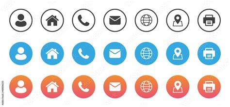 Website Contact Icons Web Contacts Icons Business Card Icon Set