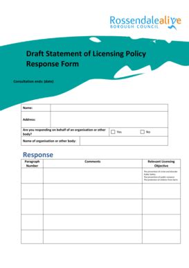 Fillable Online Draft Statement Of Licen Response Form Raft Statement