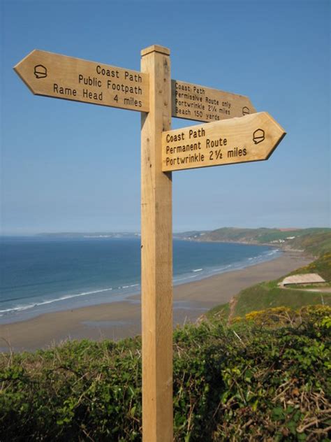 South West Coast Path Signpost Tregantle Photo UK Beach Guide