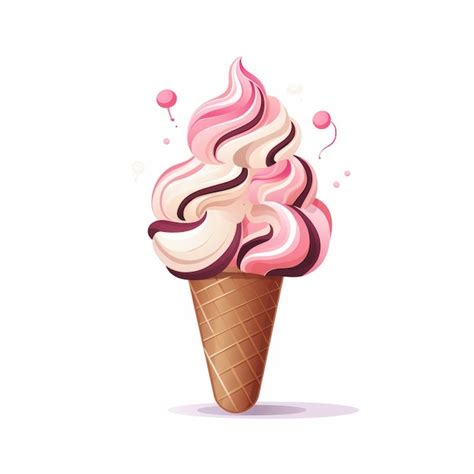 Sorvete Em Um Cone De Waffle Isolado Na Ilustra O Vetorial De Fundo