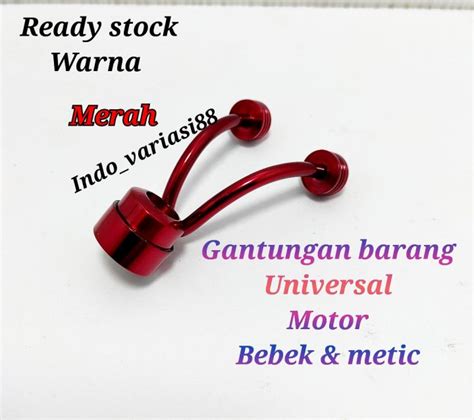 Gantungan Barang Motor Bebek Matic Model Cabang Full Besi Merah