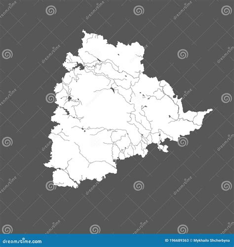 Map Of Telangana With Lakes And Rivers Vector Illustration ...