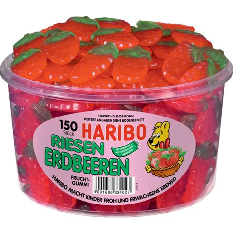 HARIBO Fruchtgummi RIESEN ERDBEEREN 150er Runddose