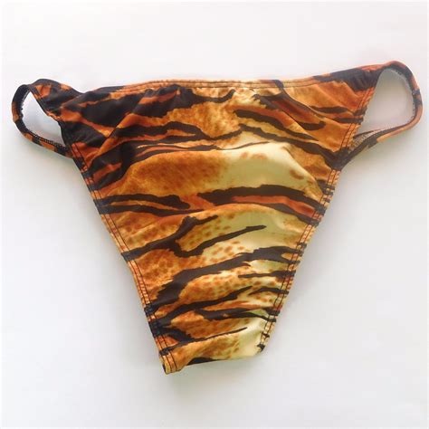 K377 P Mens String Bikini String Narrow Waist Body Posing Printed Swim Fabric EBay