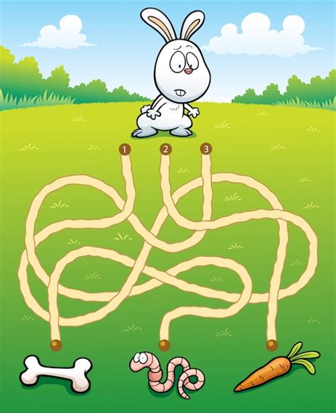 Premium Vector | Education maze game rabbit with food