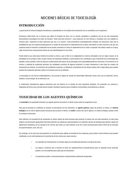 Pdf Nociones B Sicas De Toxicolog A Bvsde Paho Org Nociones