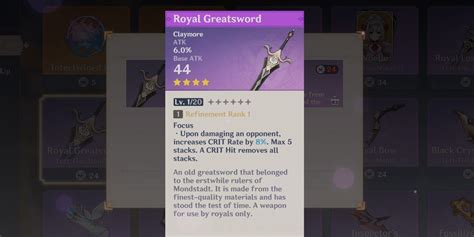 Genshin Impact: Royal Greatsword (How To Get, Stats & More)