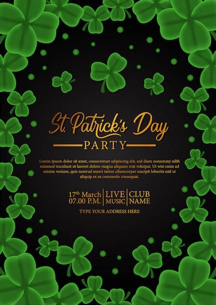 Premium Vector St Patrick Day Party Poster Template