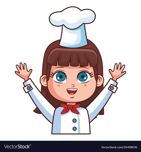 Cute Chef Girl Cartoon Royalty Free Vector Image