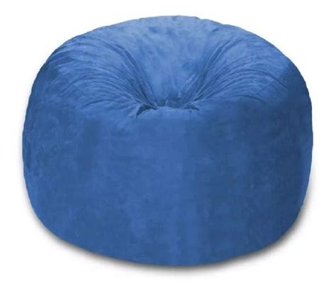 Puff Cama Gigante Redondo Suede 120x20 Enchimento Sala 120x20 Azul